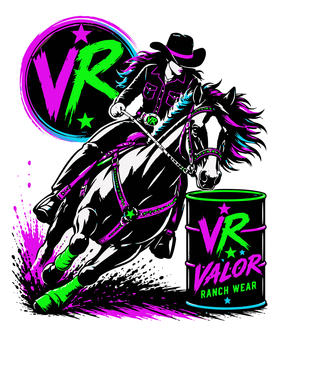 80s Neon Barrel Racing Cowgirl T‑shirt  – Ride Electric
