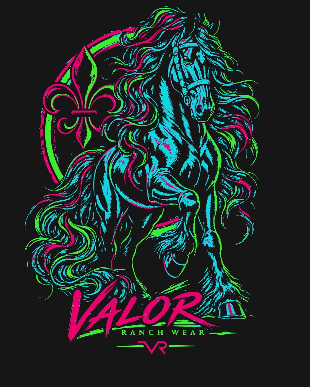 Majestic Friesian T‑shirt— Neon Valor
