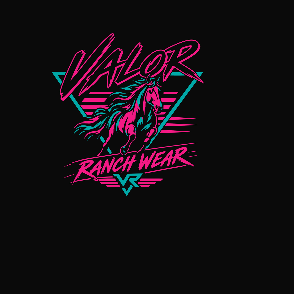 Valor Neon Rider Women’s V-Neck T‑shirt – Retro 80s Western Horse Shirt