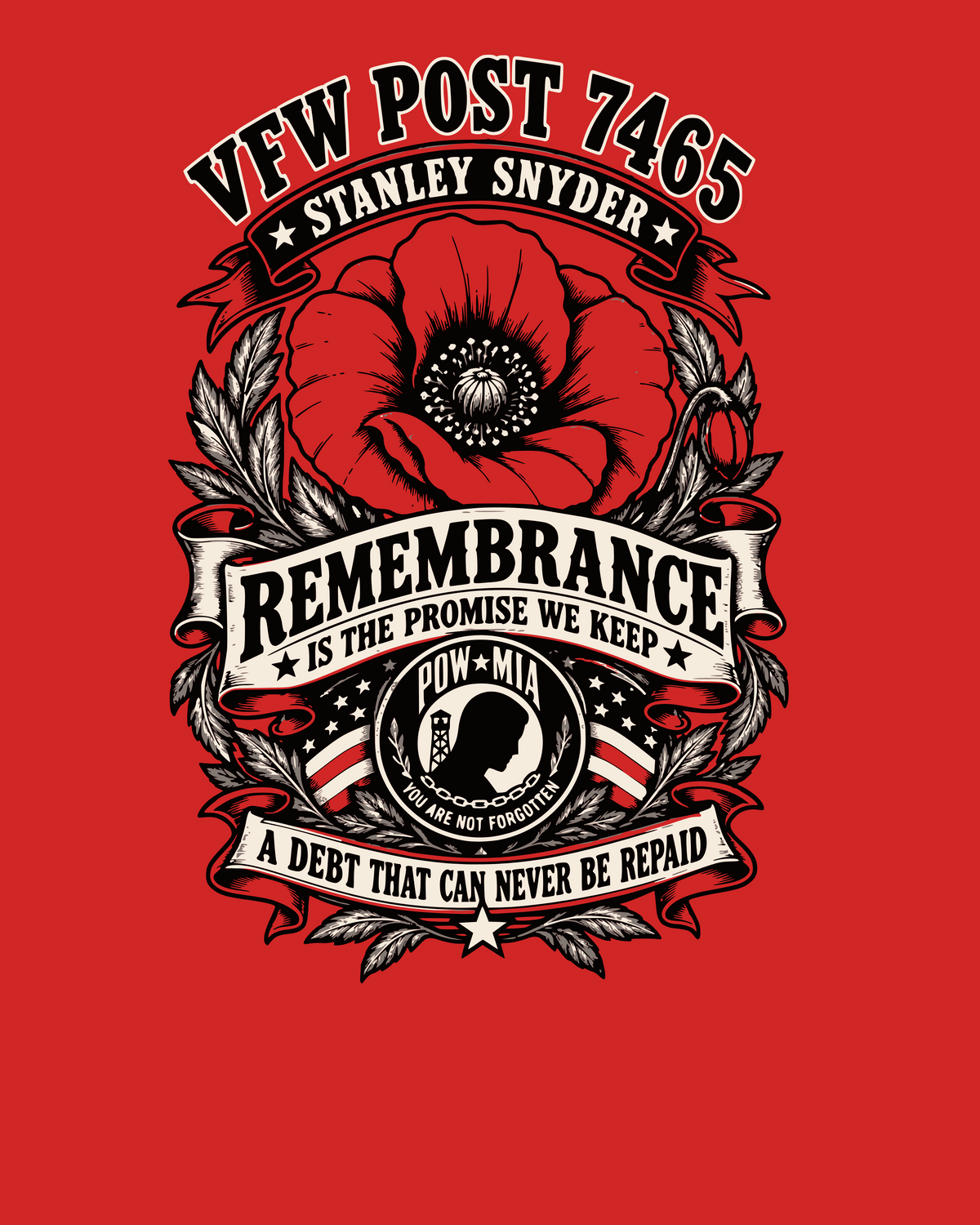 Title: Remembrance Poppy — A Debt That Can Never Be Repaid   RED WOMENS V-NECK