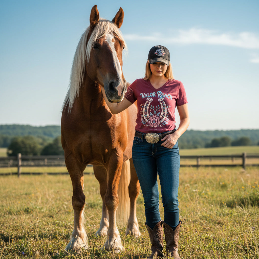 Valor Ranch Floral Horseshoe Tee