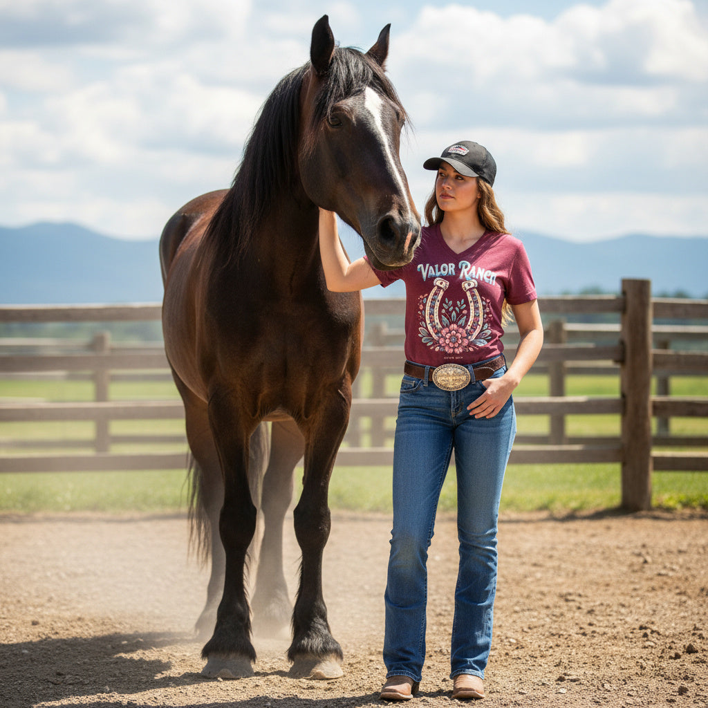 Valor Ranch Floral Horseshoe Tee