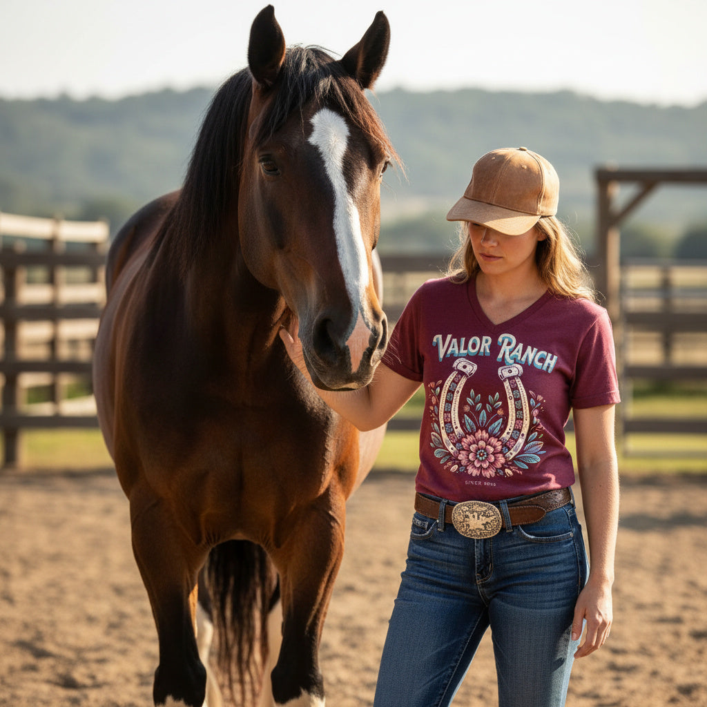 Valor Ranch Floral Horseshoe Tee