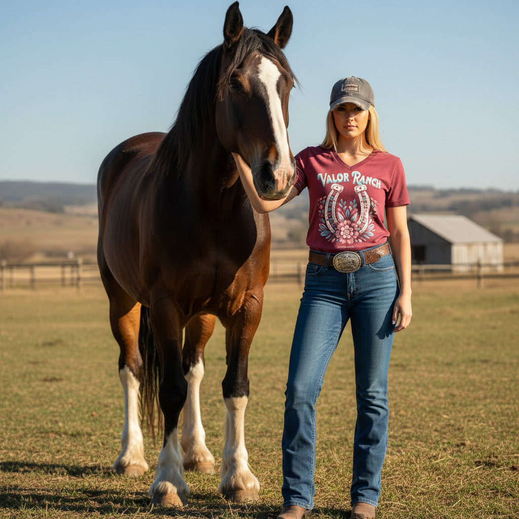 Valor Ranch Floral Horseshoe Tee