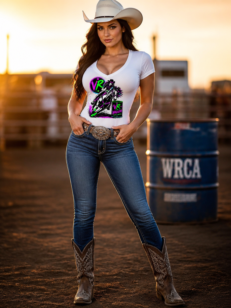 80s Neon Barrel Racing Cowgirl T‑shirt  – Ride Electric