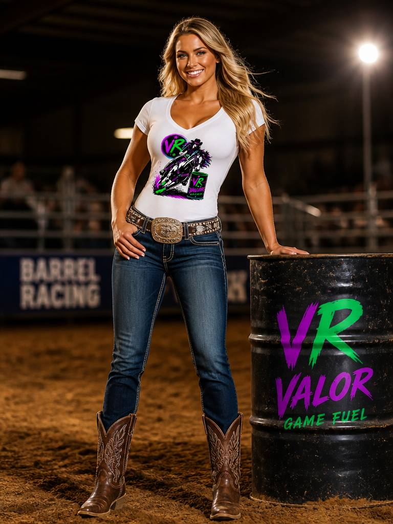 80s Neon Barrel Racing Cowgirl T‑shirt  – Ride Electric