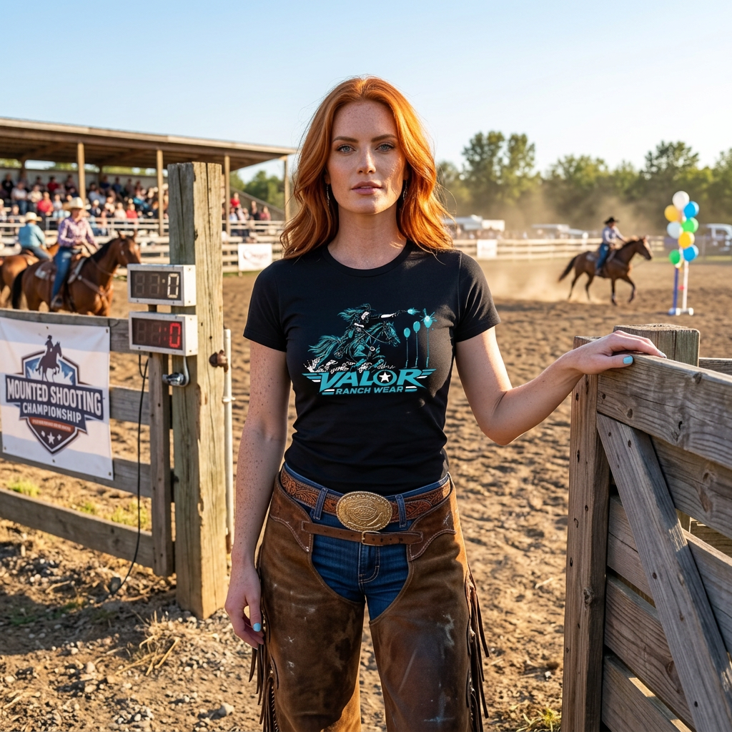 Neon Outlaw – Mounted Shooting 80s Retro T-shirt