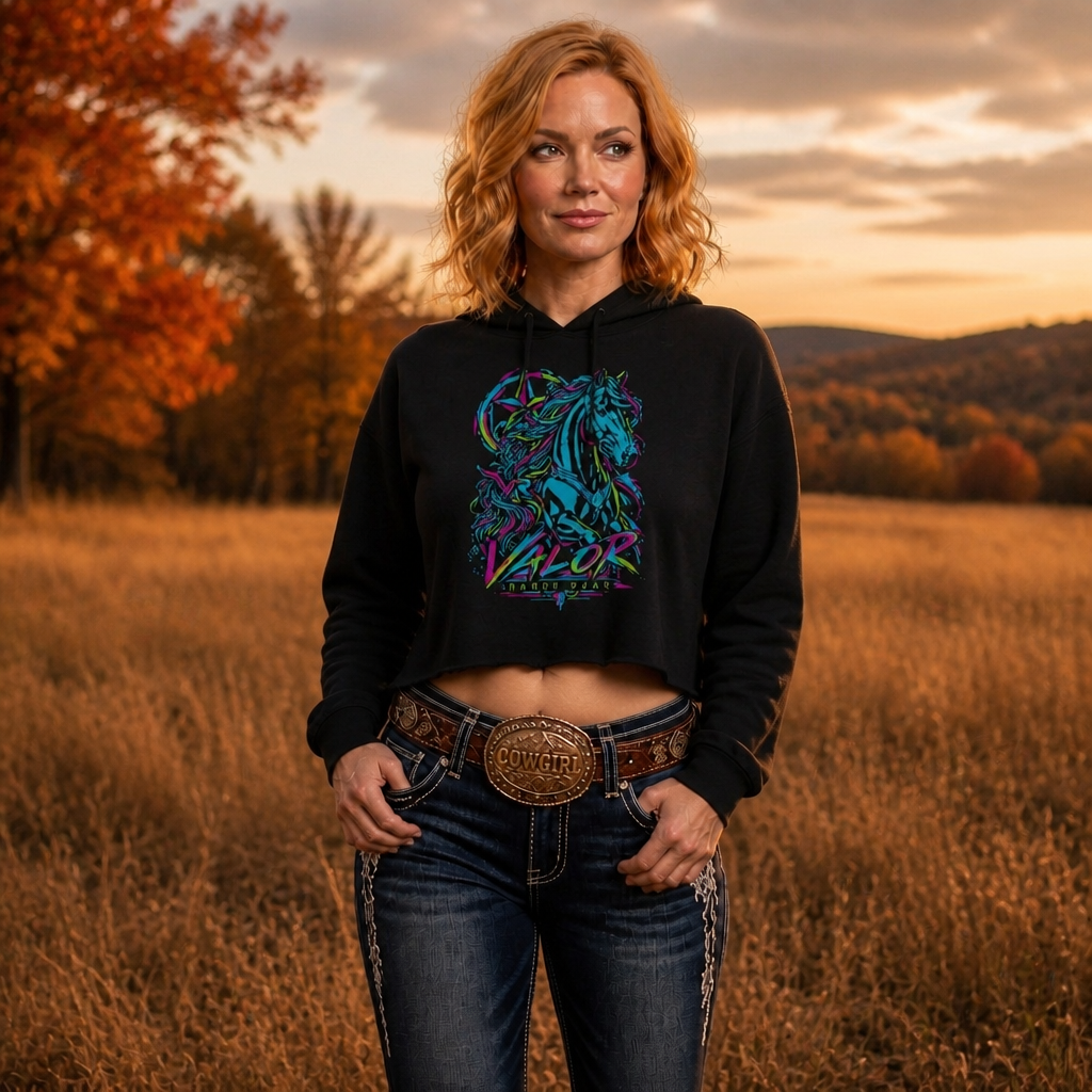 Neon Valor Quarter Horse Women’s Cropped Sweatshirt