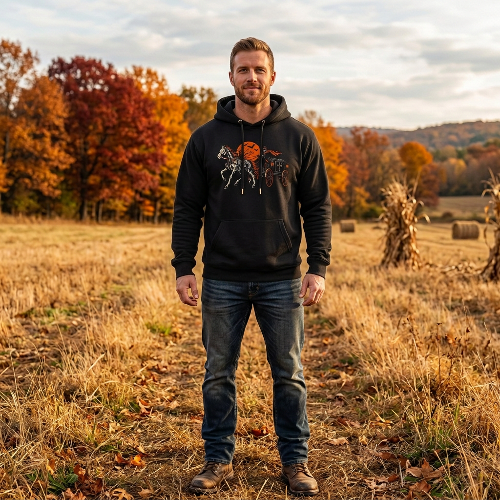 Haunted Horse Hearse Halloween hooded sweatshirt
