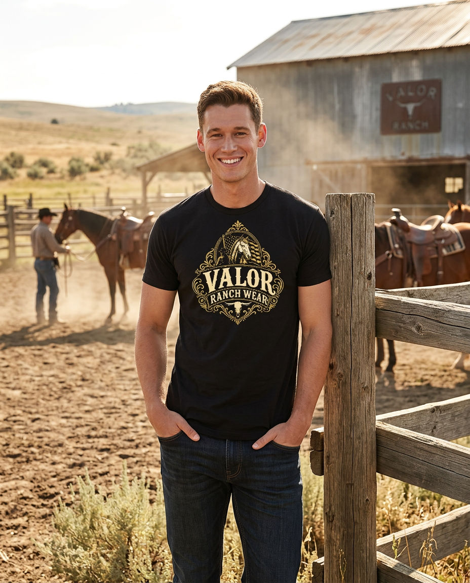 Valor Ranch Wear – Forged in the West Tee