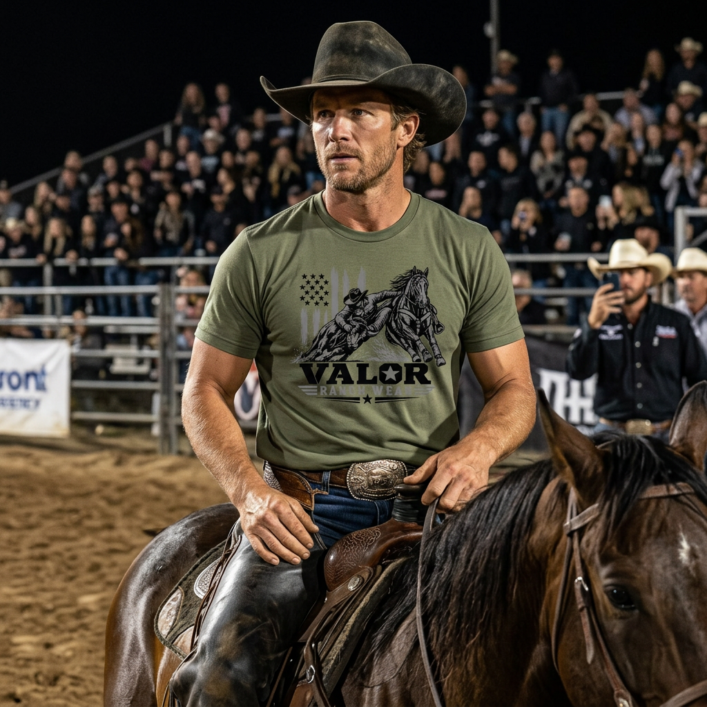 Take ’Em Down – Valor Ranch Steer Wrestling Tee