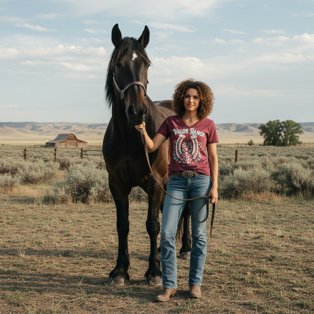 Valor Ranch Floral Horseshoe Tee
