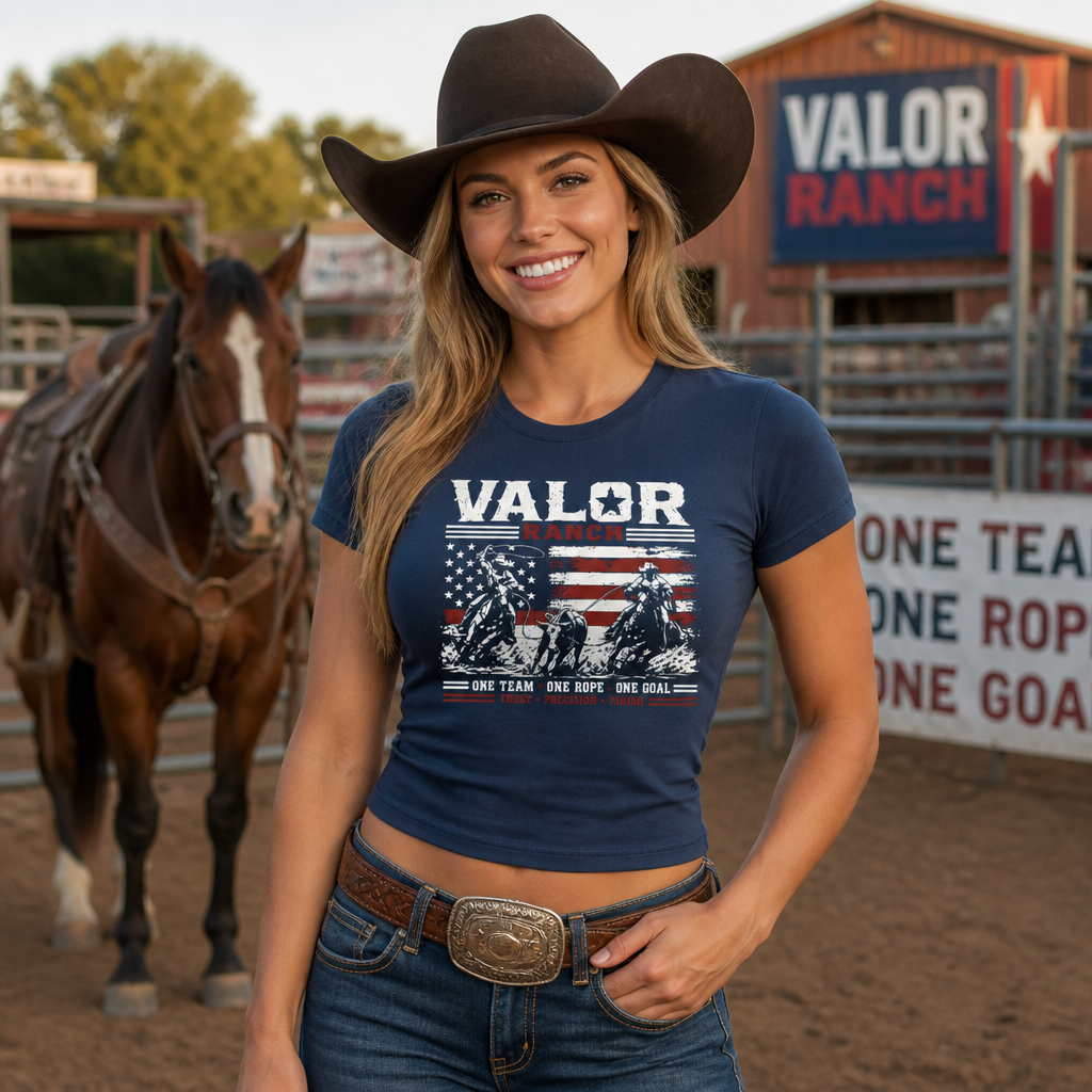 One Team. One Rope. One Goal. – Valor Ranch Team Roping Tee