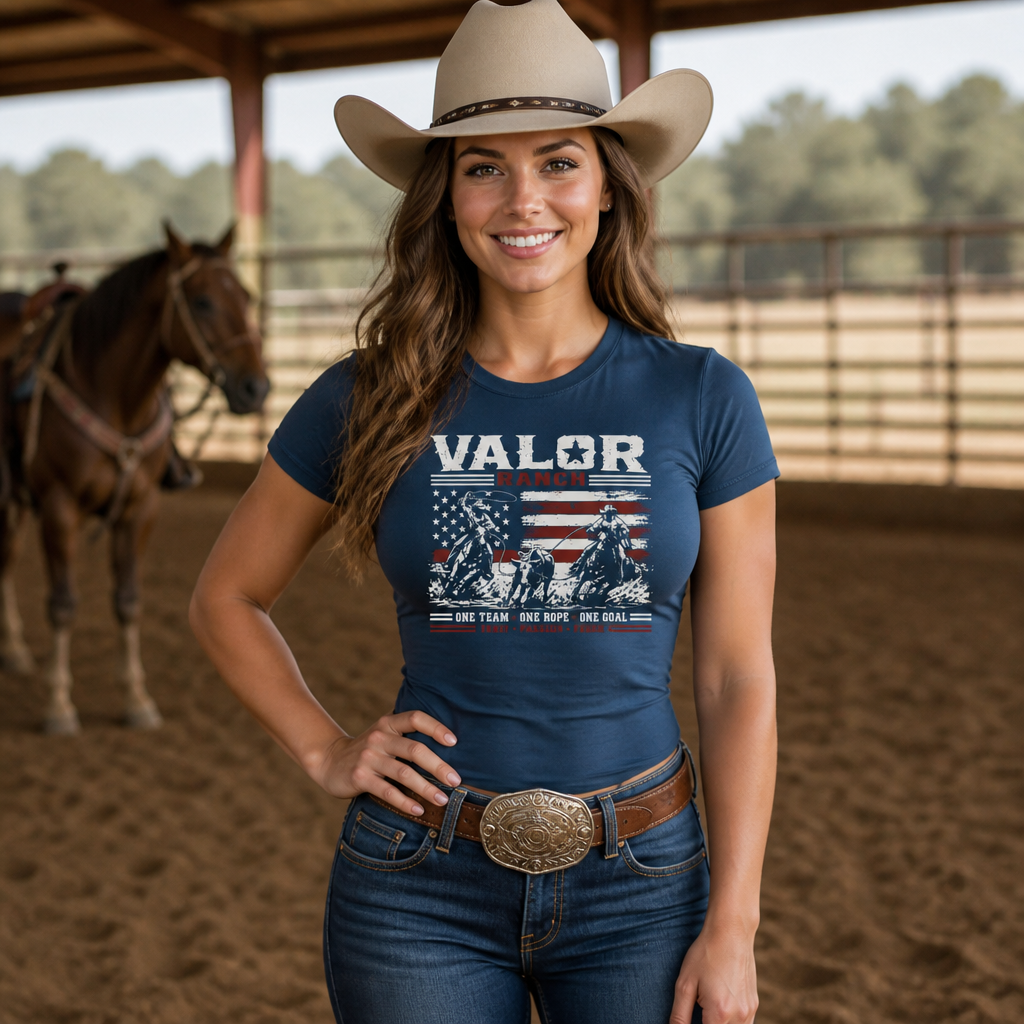 One Team. One Rope. One Goal. – Valor Ranch Team Roping Tee