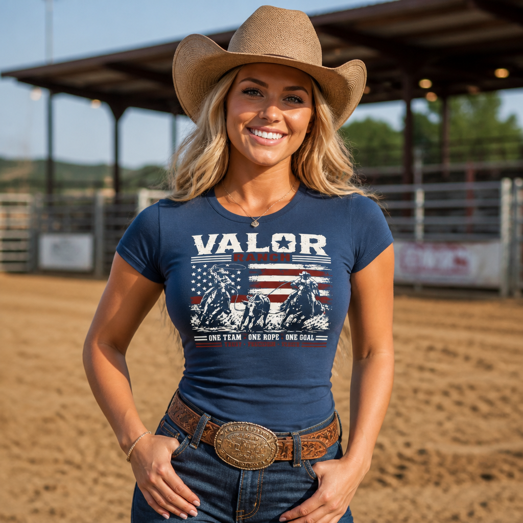One Team. One Rope. One Goal. – Valor Ranch Team Roping Tee