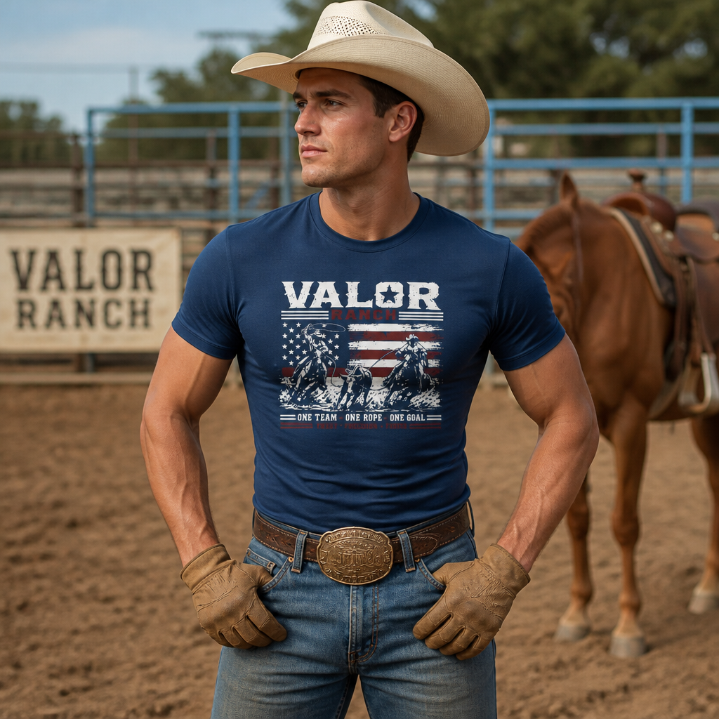 One Team. One Rope. One Goal. – Valor Ranch Team Roping Tee