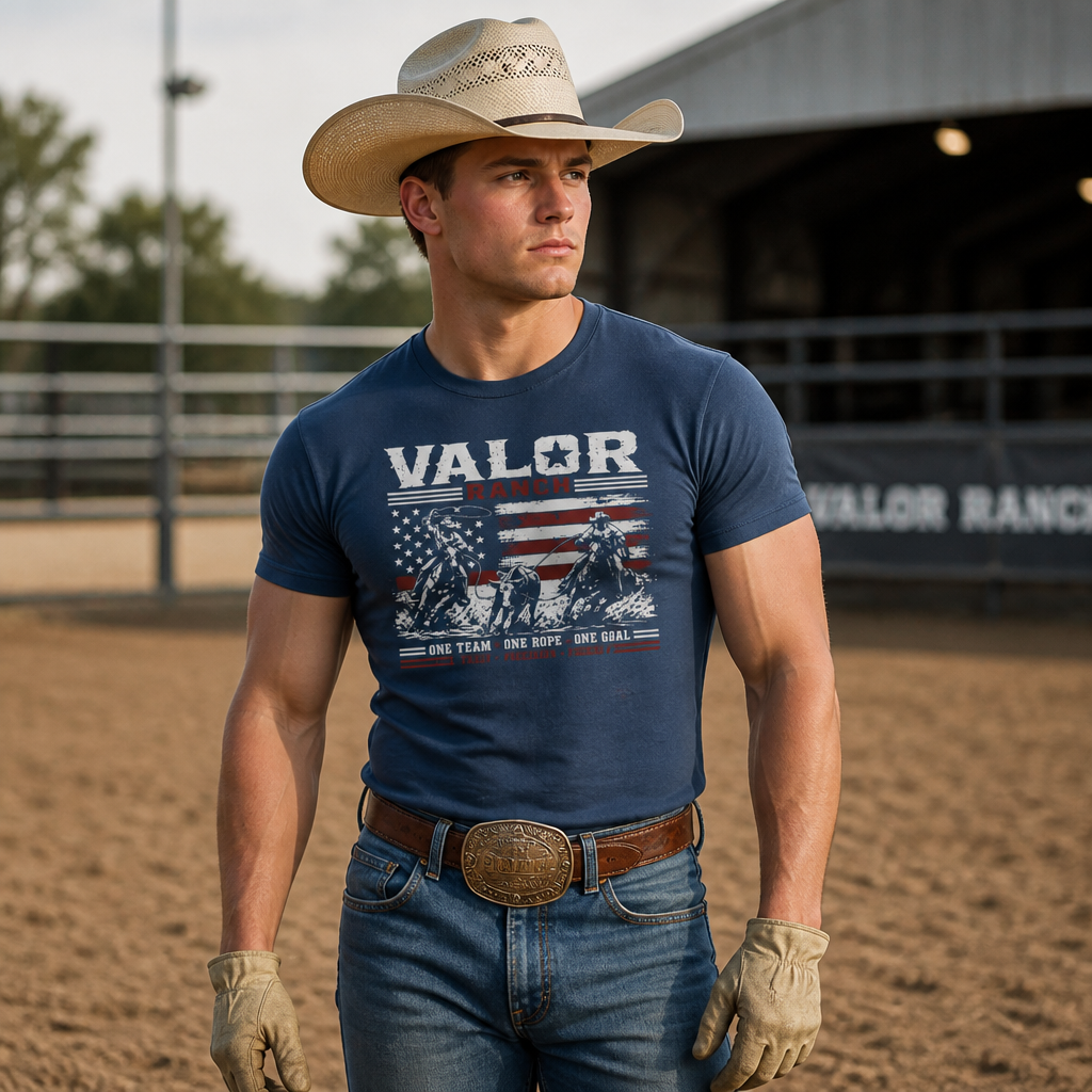 One Team. One Rope. One Goal. – Valor Ranch Team Roping Tee