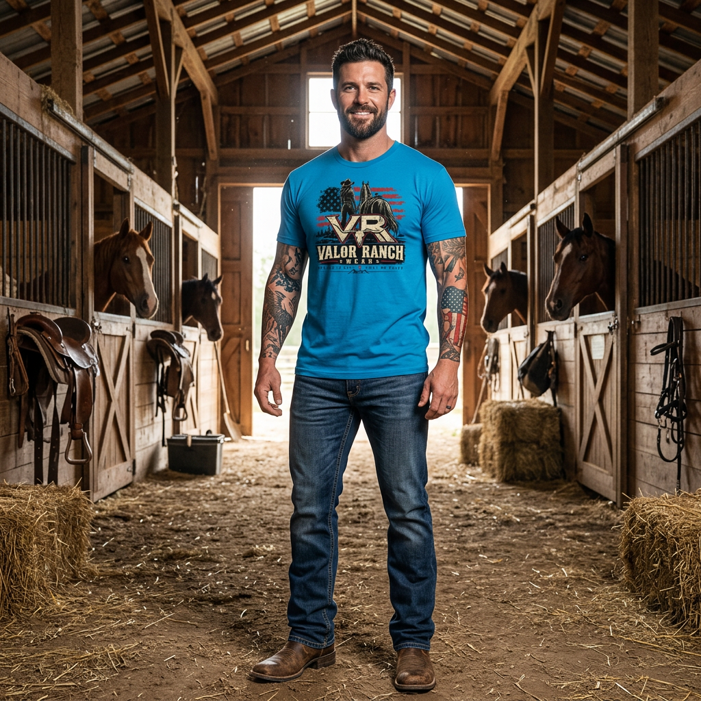 “Forged in Dust. Built on Valor.” Western Sports T‑shirt