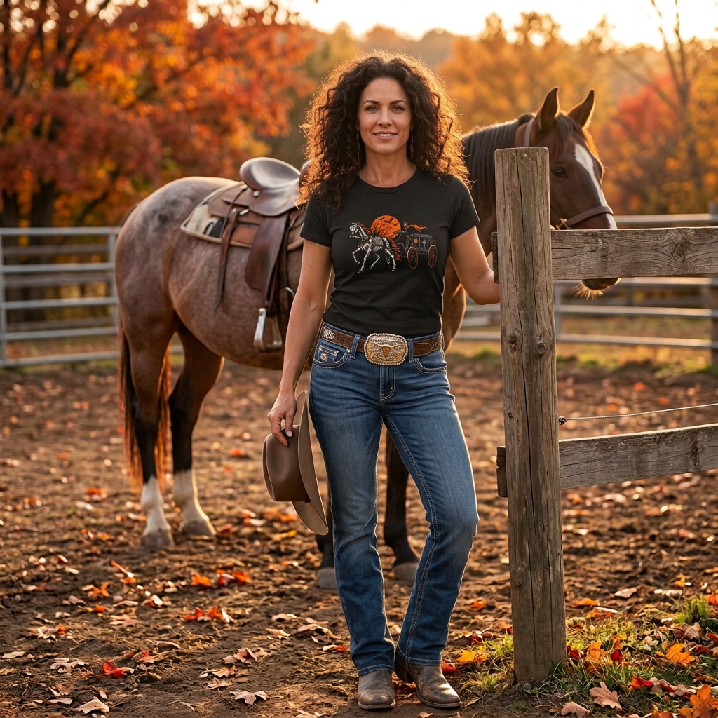 The Last Ride – Haunted Horse & Hearse Halloween T-Shirt