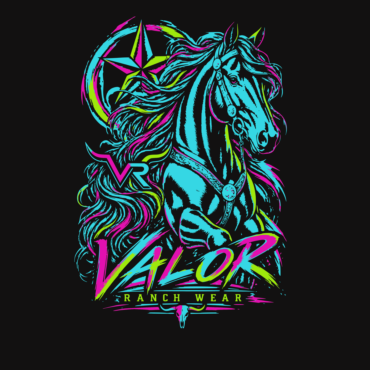 Neon Valor Quarter Horse Women’s V-Neck T‑shirt